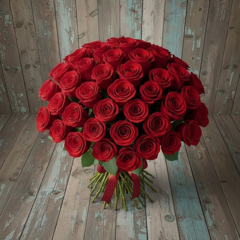 Букет 55 Красных роз Фридом в Сколково