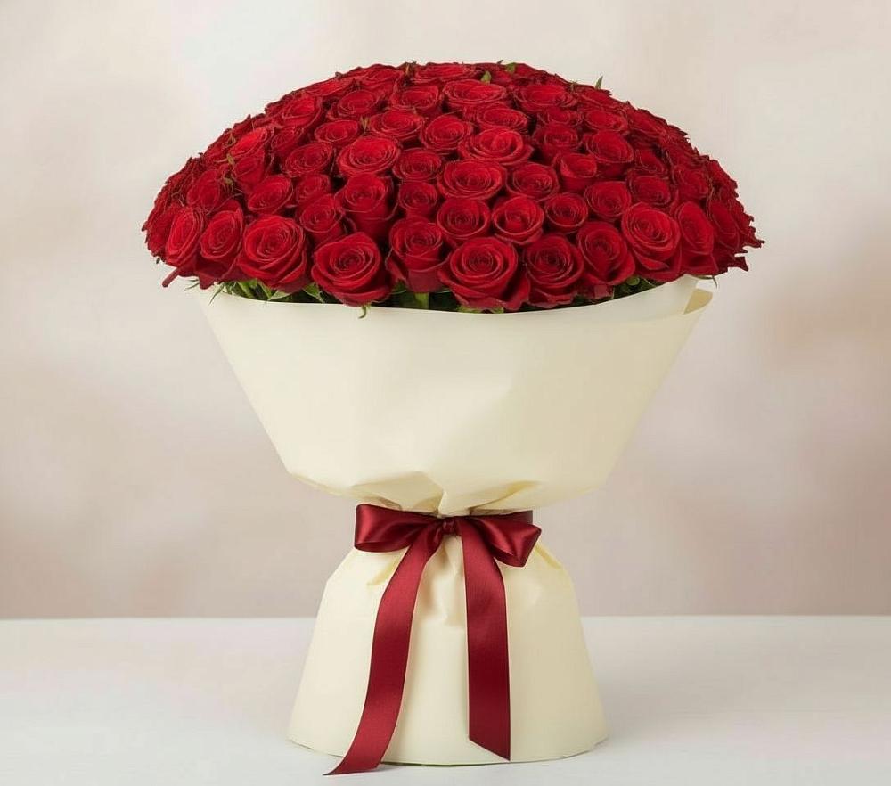 Букет 101 Красная роза Милано в Сколково