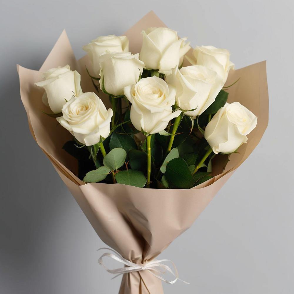Букет 9 Белых роз Эдлесс Лав в Сколково