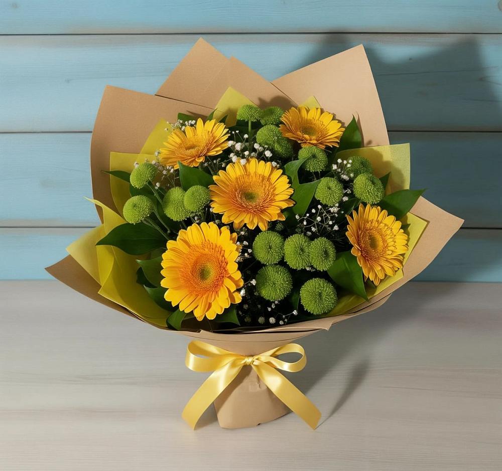 Букет цветов из: Герберы и Хризантемы в Сколково