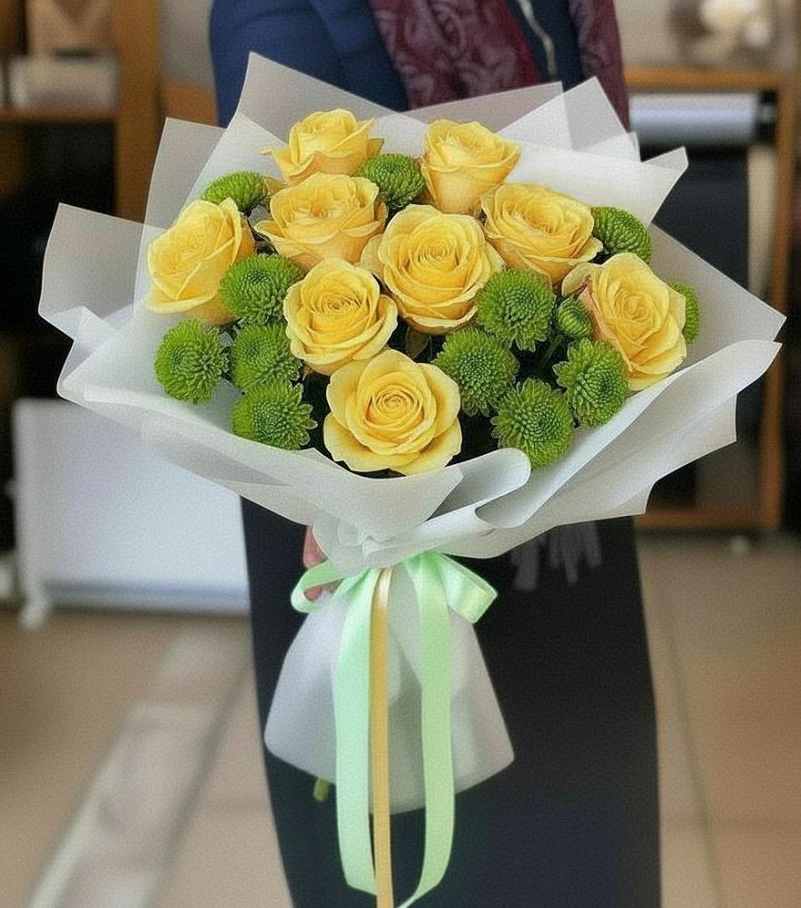 Букет цветов из: Хризантемы и Розы в Сколково