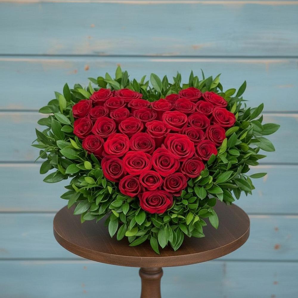 Цветочная композиция из Розы в виде сердца в Сколково