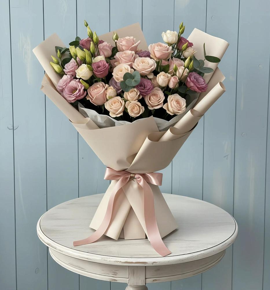 Букет цветов из: Розы и Лизиантусы в Сколково