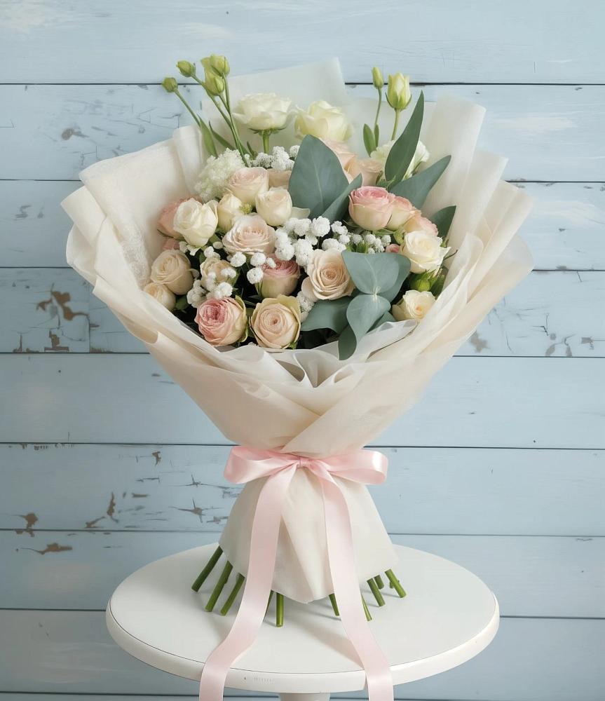 Букет цветов из: Розы и Лизиантусы в Сколково