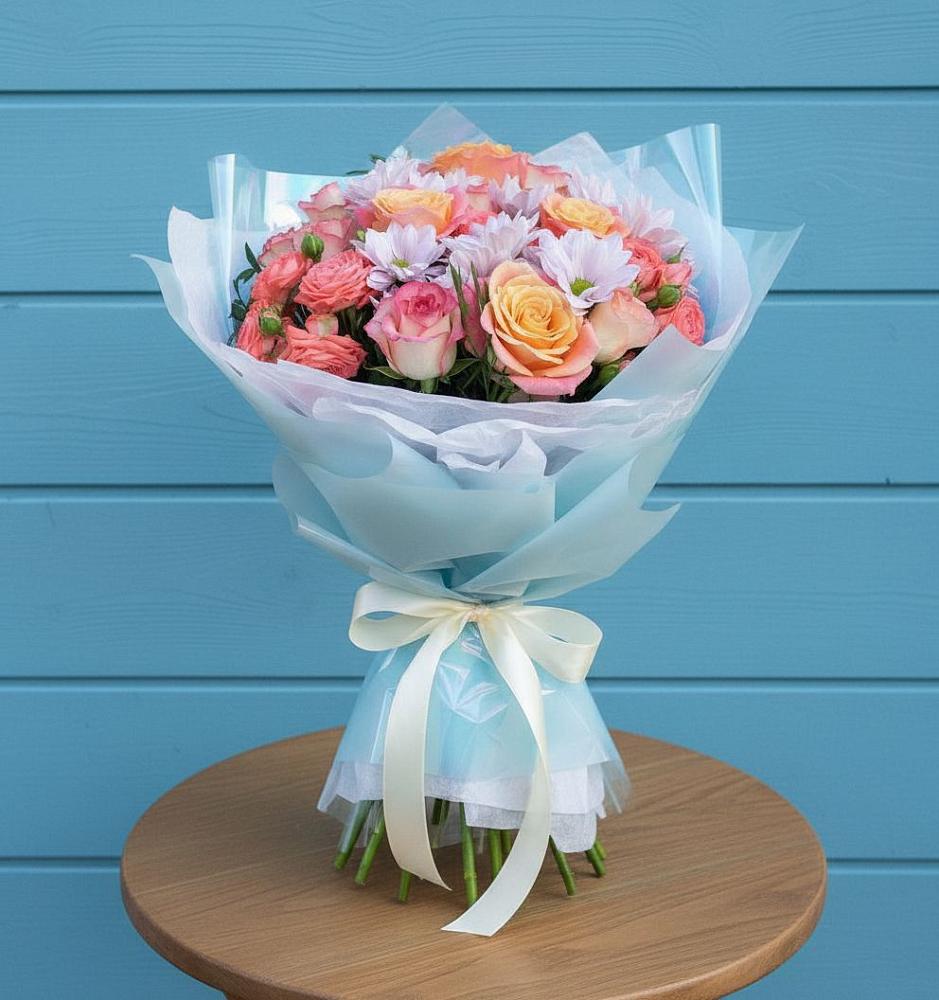 Букет цветов из: Хризантемы и Розы в Сколково