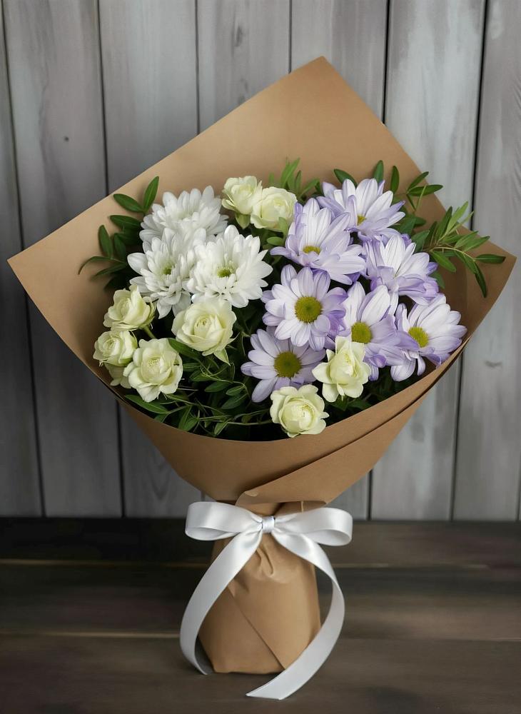Букет цветов из: Хризантемы и Розы в Сколково